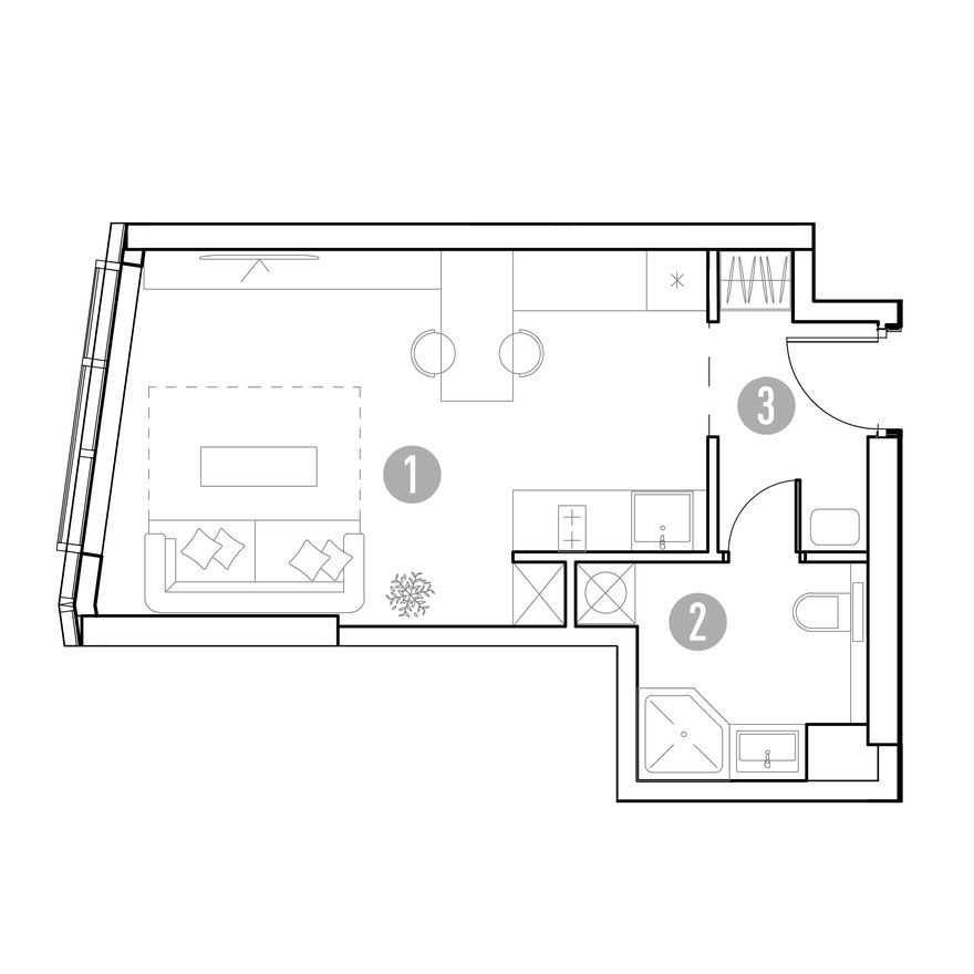 Планировка — 1к. квартира, 28.7 м²