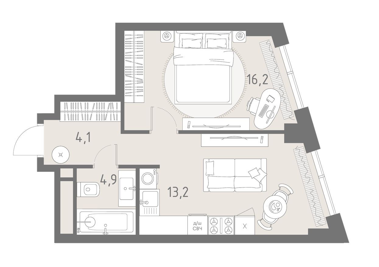 2к. квартира, 38.4 м²