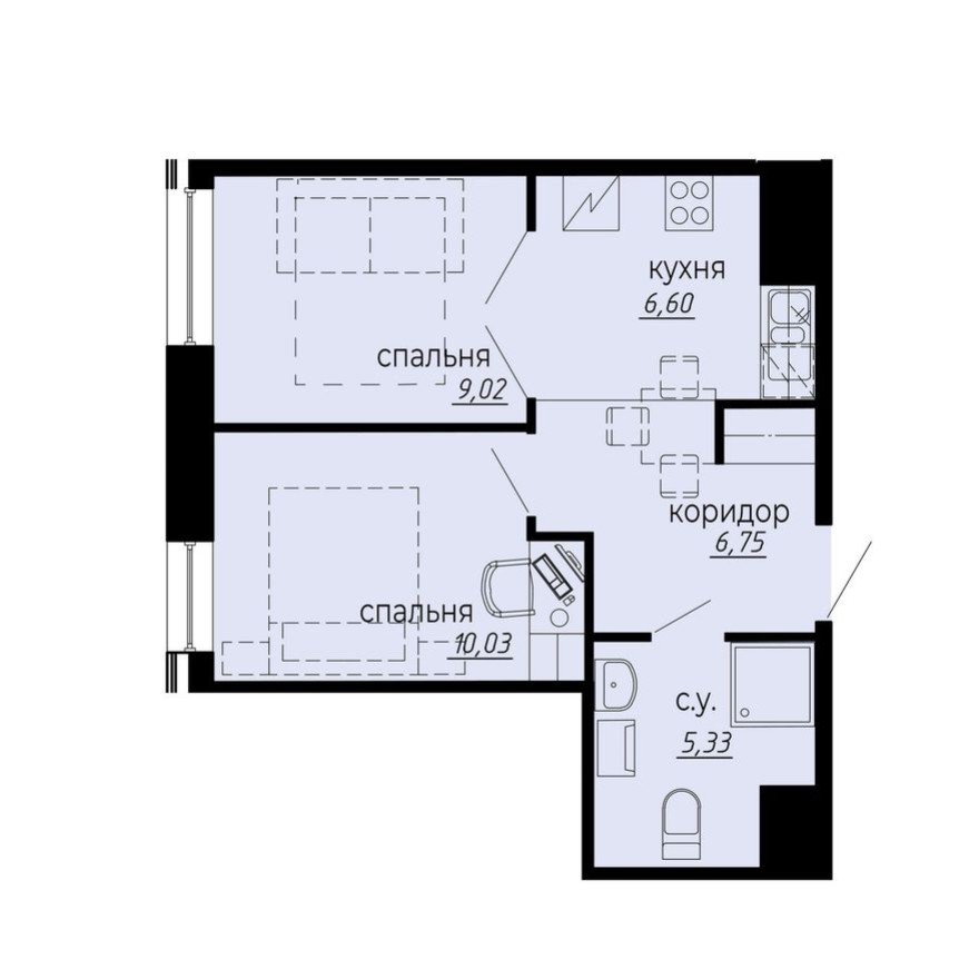 2к. квартира, 37.7 м²