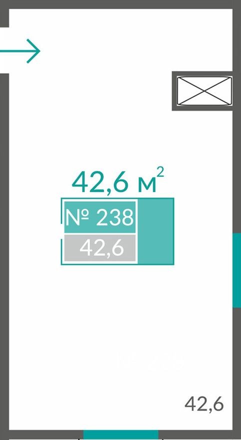 1к. квартира, 42.6 м²