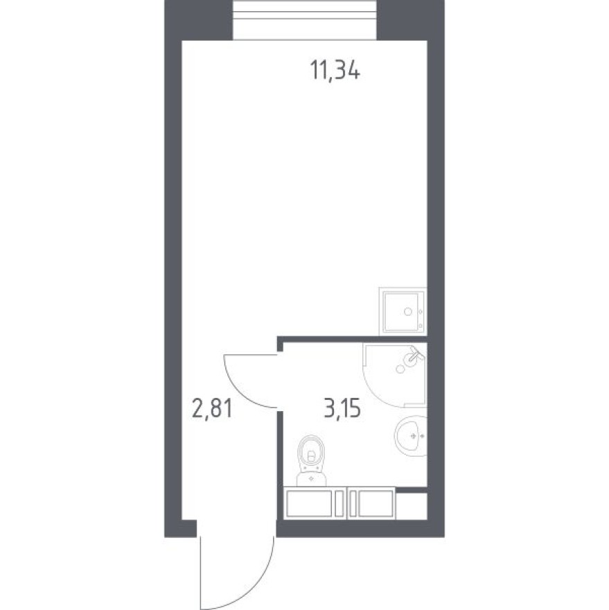 Студия-апартаменты, 16.6 м²