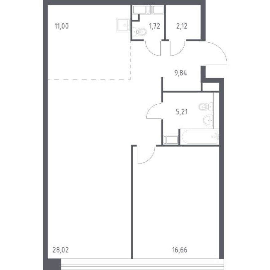 1к. апартаменты, 73.0 м²