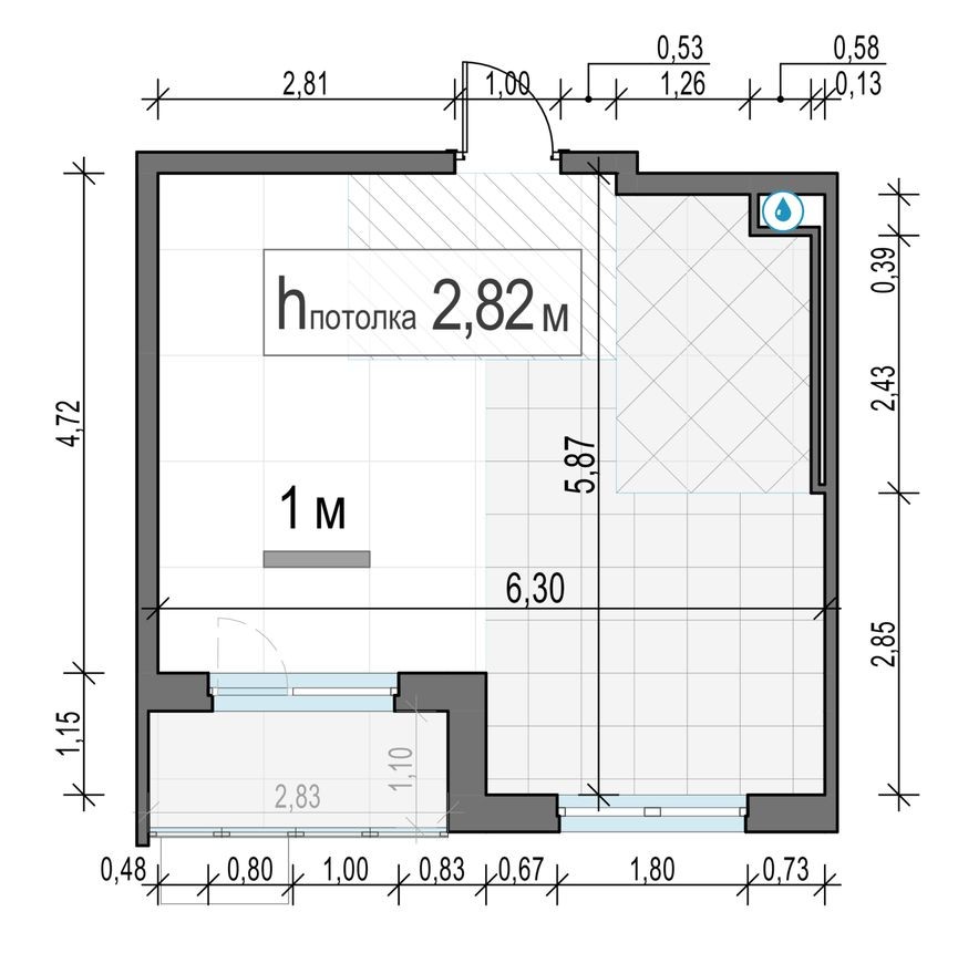 1к. квартира, 31.4 м²