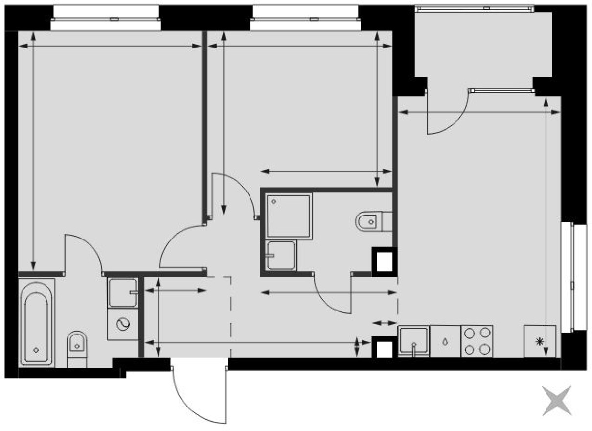 3е квартира, 59.5 м²