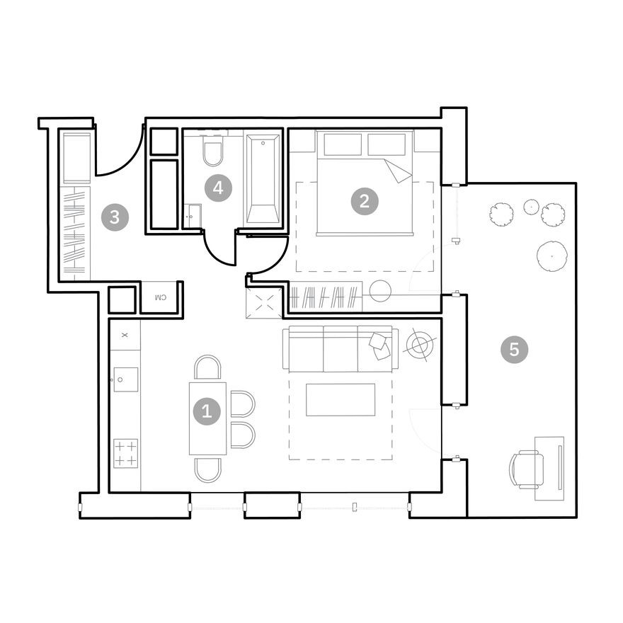 2к. апартаменты, 55.5 м²