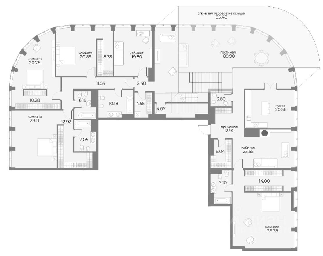 6к. квартира, 415.7 м²