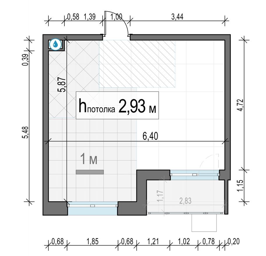 1к. квартира, 32.2 м²