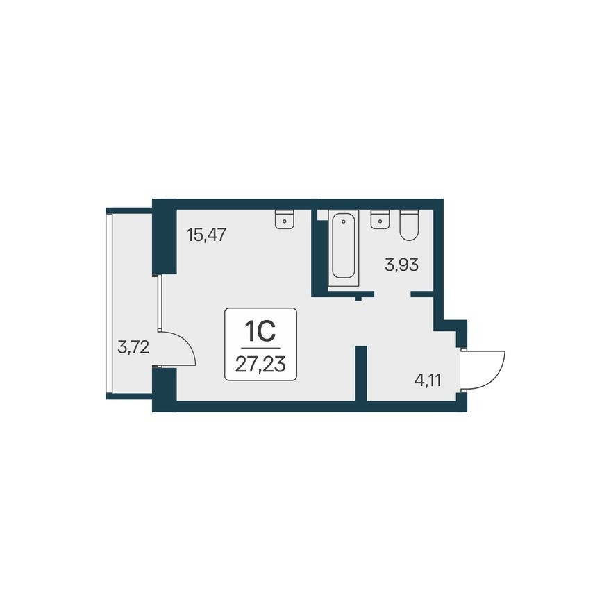 Студия-квартира, 27.2 м²
