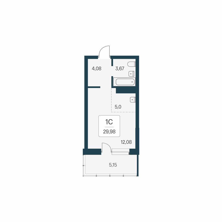 Студия-квартира, 30.0 м²