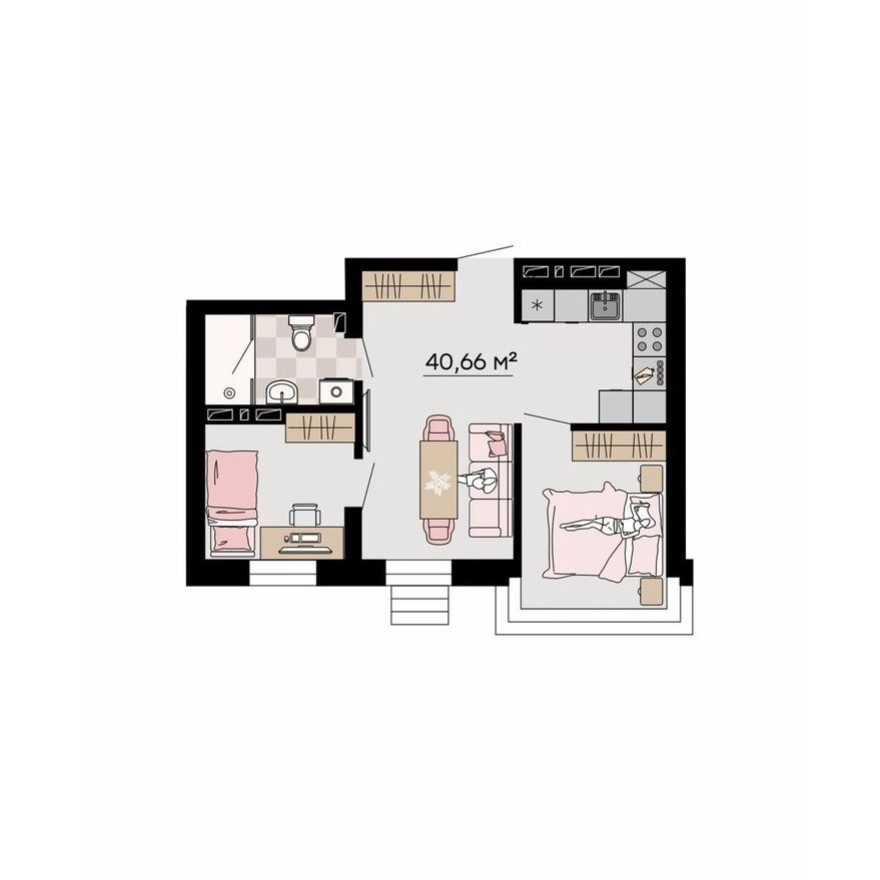 3к. квартира, 40.7 м²