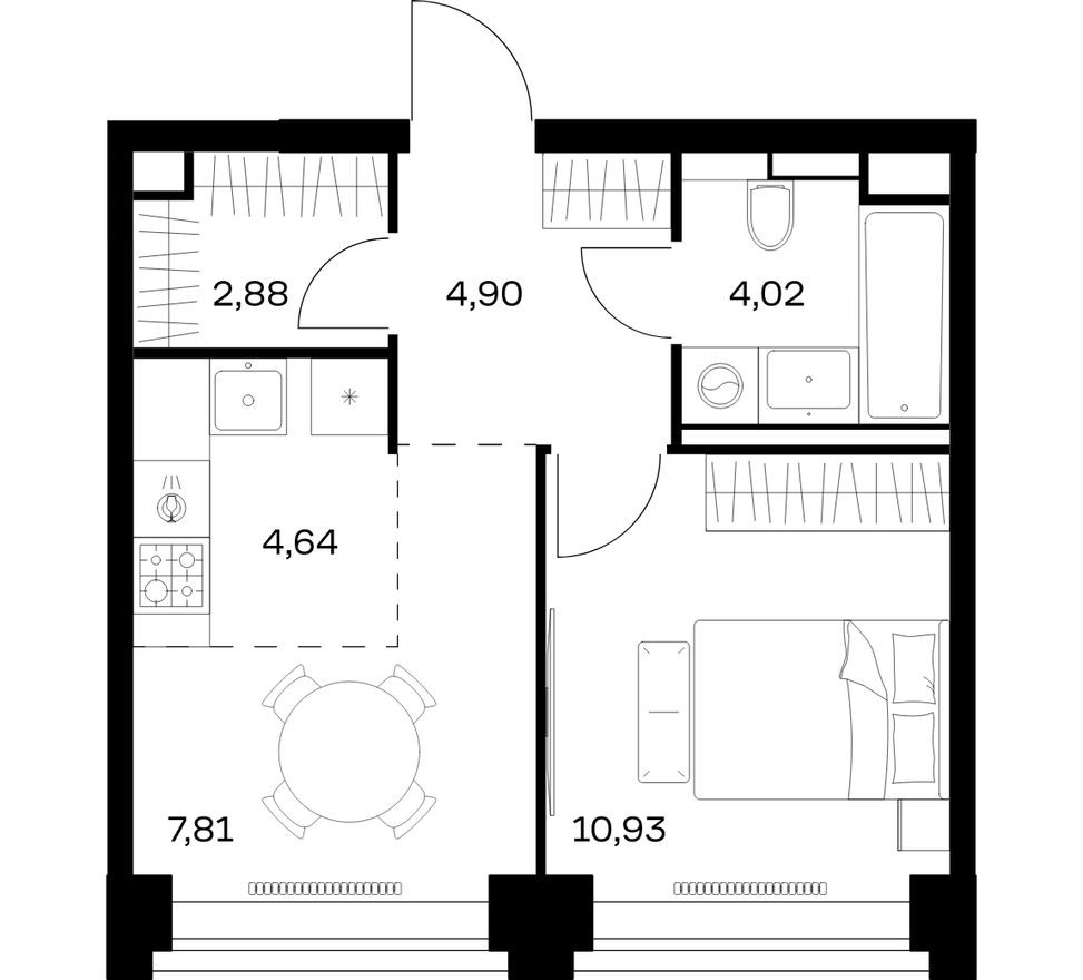 1к. квартира, 35.2 м²