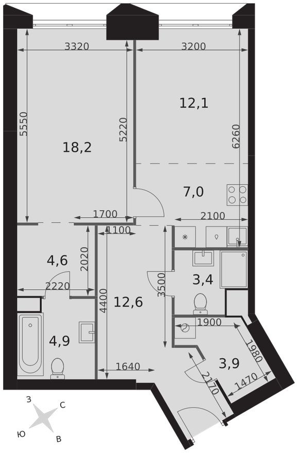 2е квартира, 66.7 м²