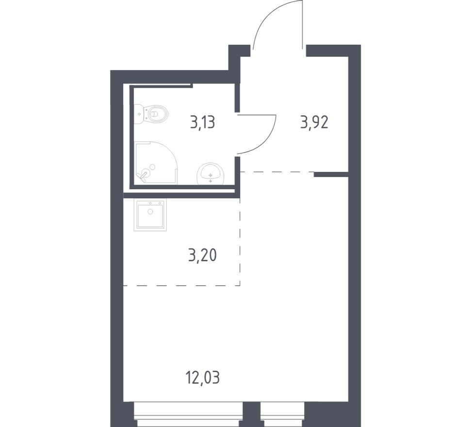 Студия-квартира, 22.0 м²