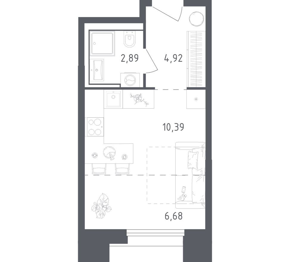 Студия-квартира, 24.9 м²