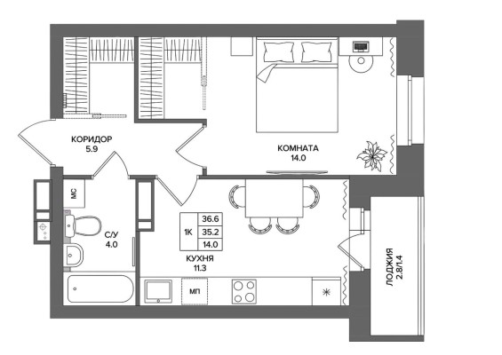 1к. квартира