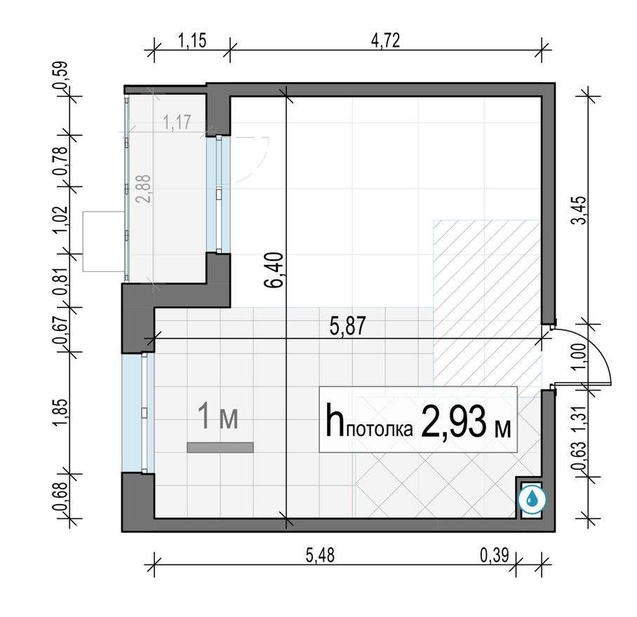 1к. квартира, 32.2 м²