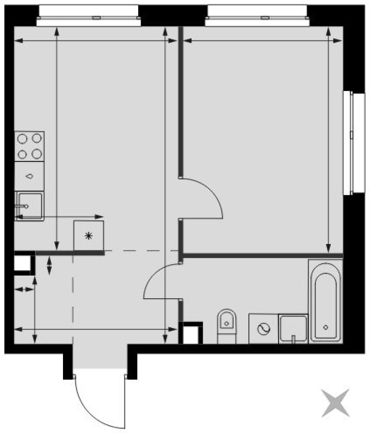 1к. квартира, 41.4 м²