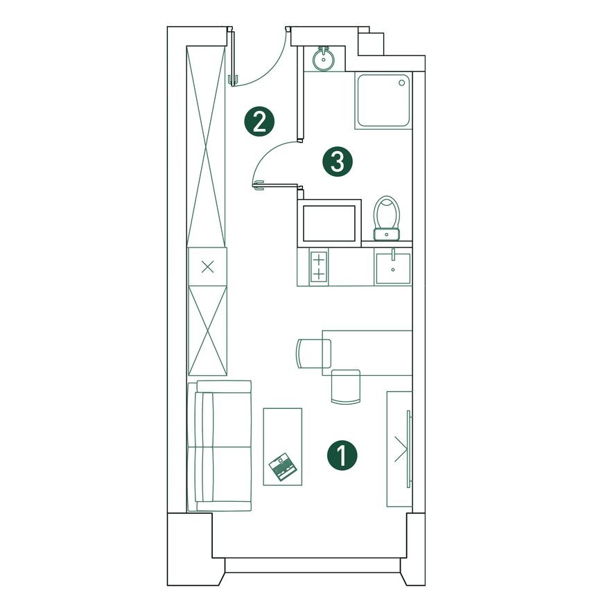 1к. квартира, 26.7 м²