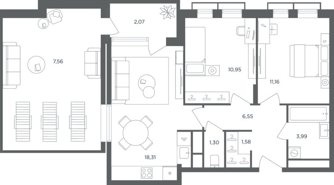 3к. квартира