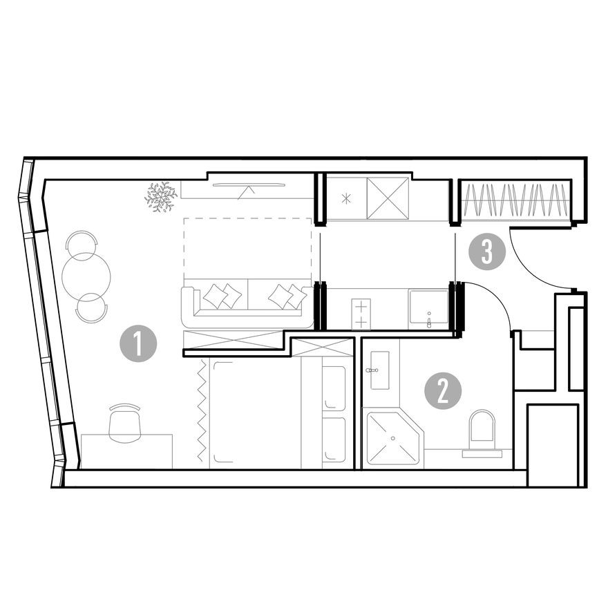 Планировка — 1к. квартира, 28.6 м²
