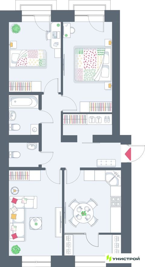3к. квартира, 76.0 м²