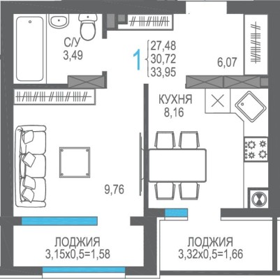 1к. квартира