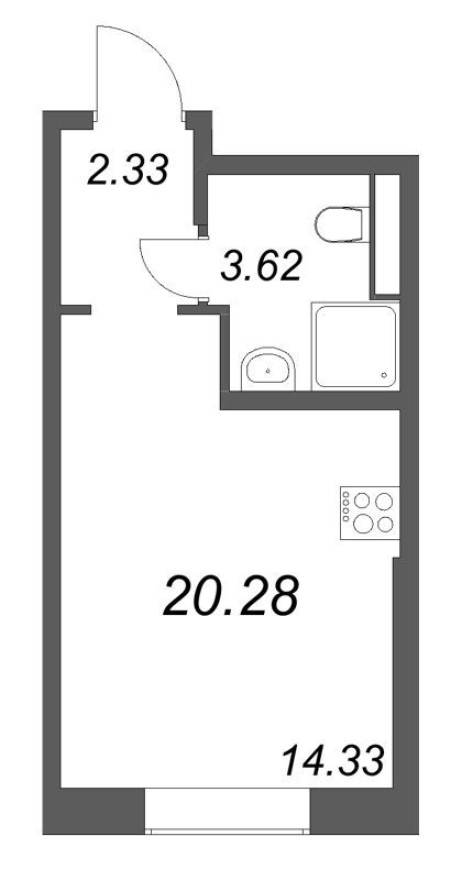Студия-квартира, 20.3 м²