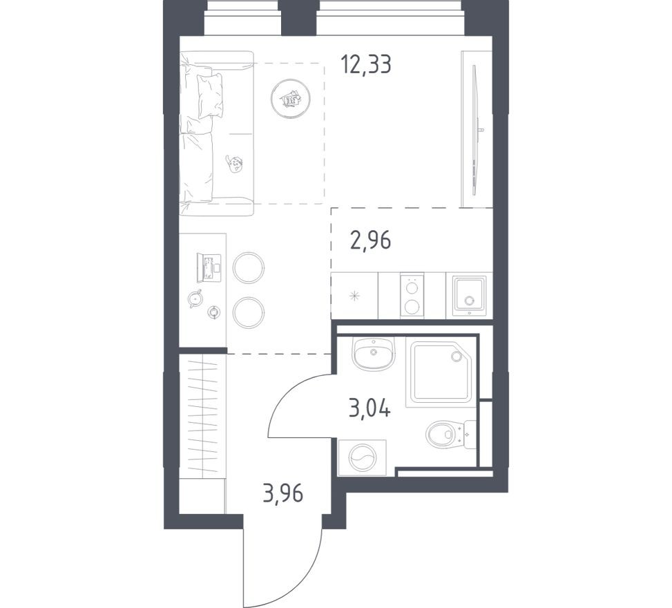Студия-квартира, 22.3 м²