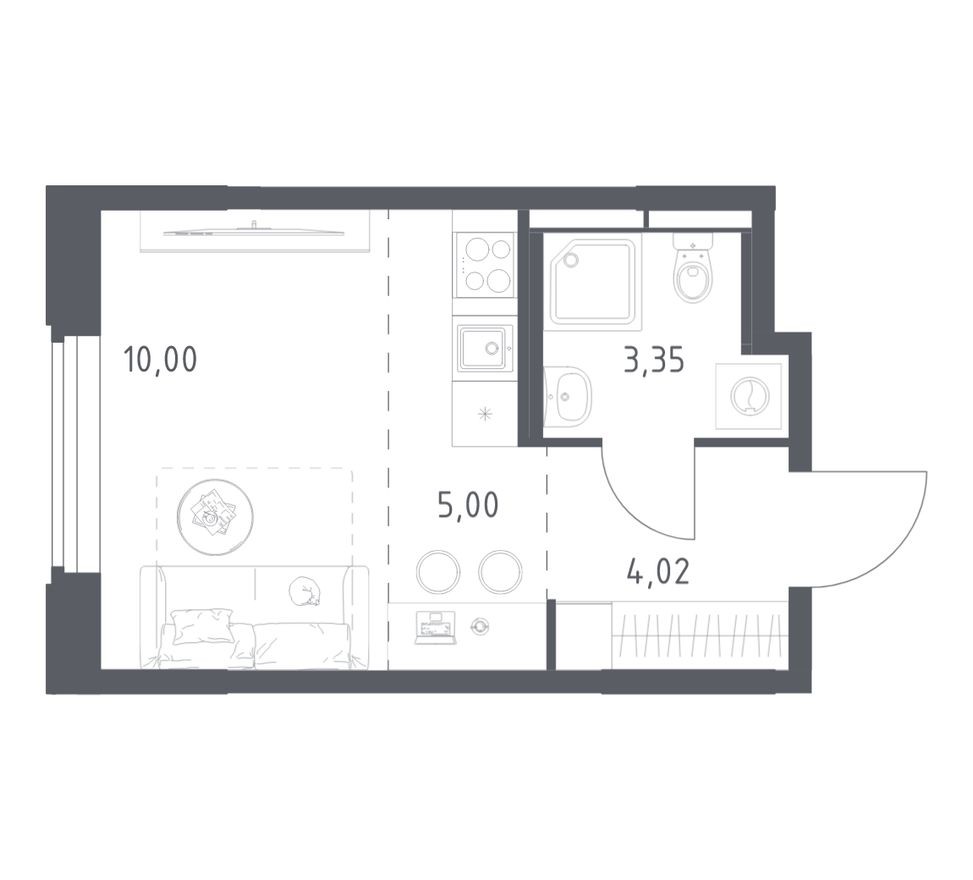 Студия-квартира, 22.4 м²