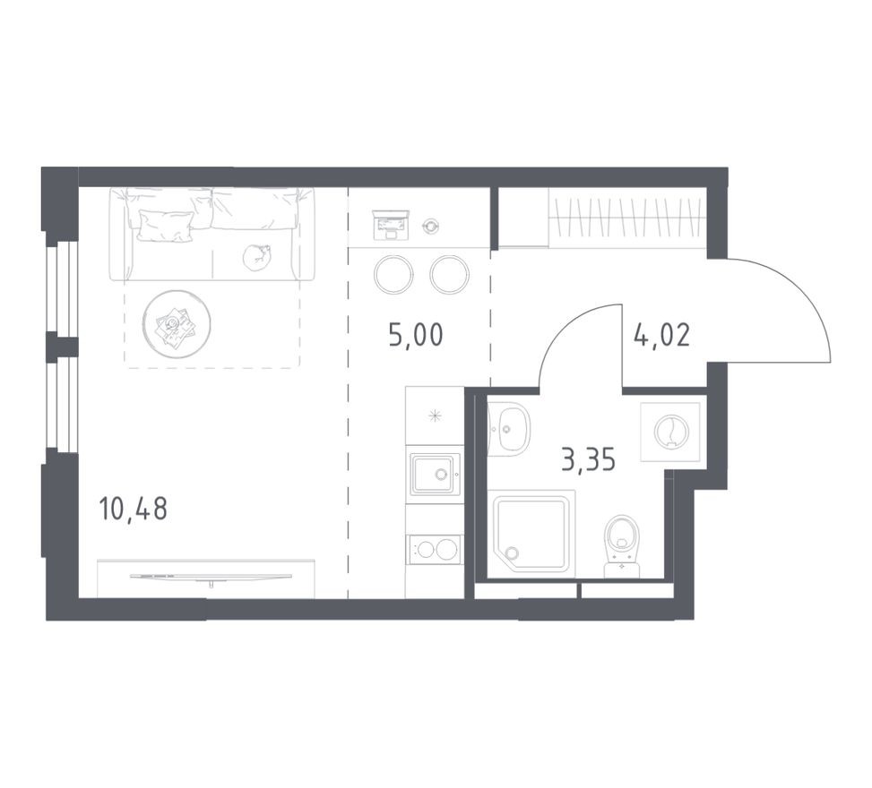 Студия-квартира, 22.9 м²