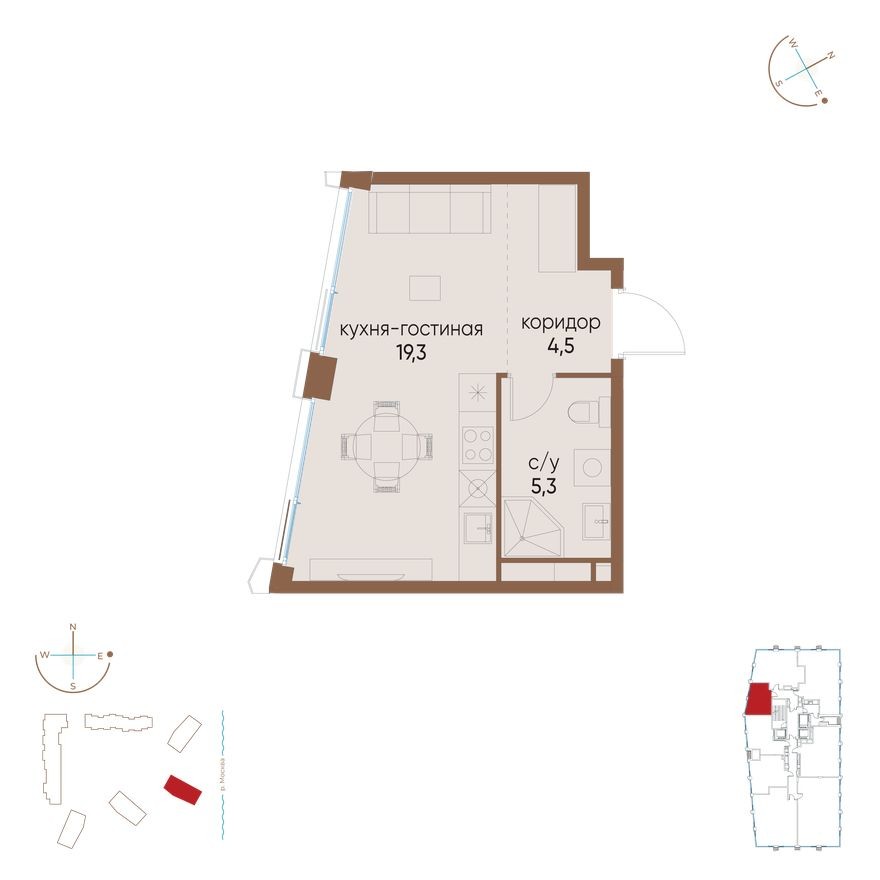 1к. квартира, 29.1 м²