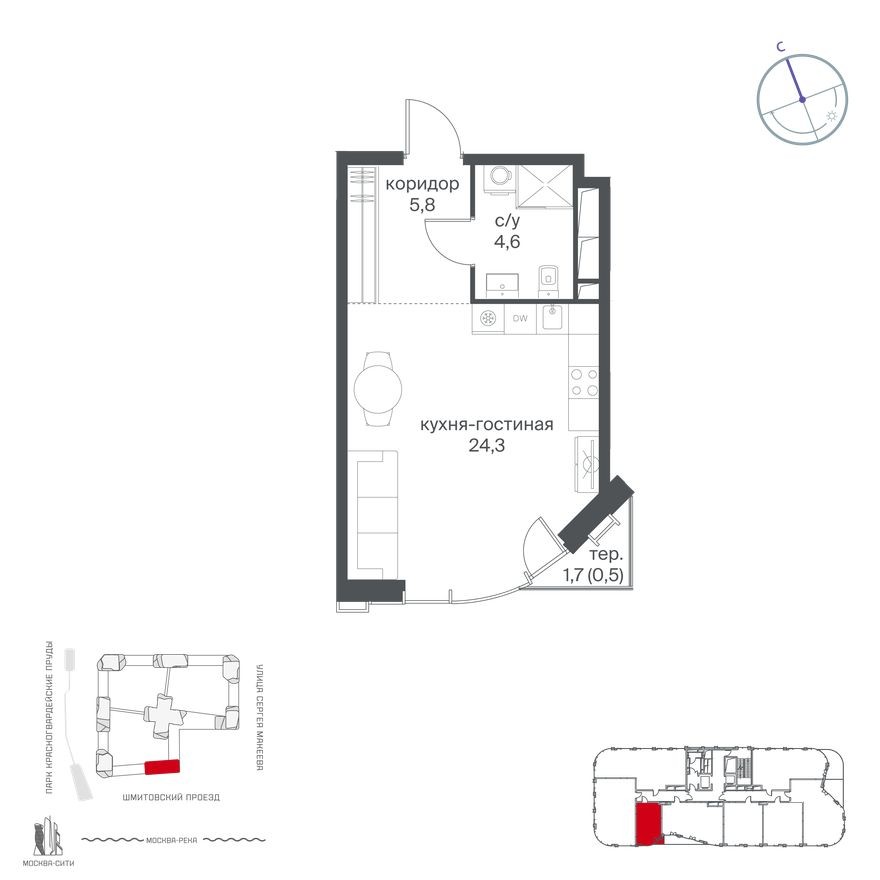 1к. квартира, 35.2 м²