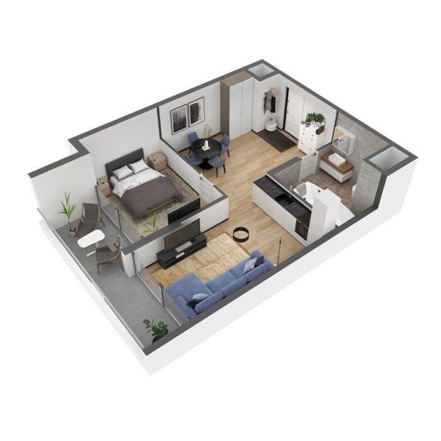 2к. апартаменты, 55.5 м²