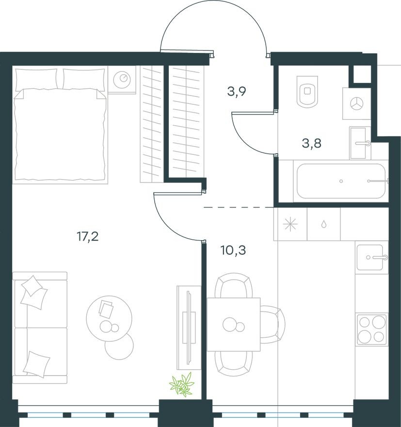 1к. квартира, 35.2 м²