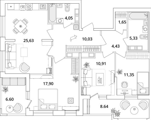 3к. квартира