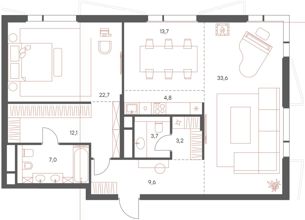 3к. квартира, 110.4 м²