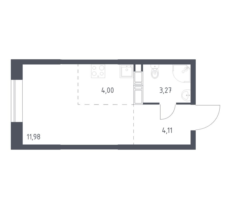 Студия-квартира, 23.4 м²