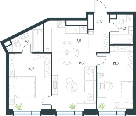 3к. квартира