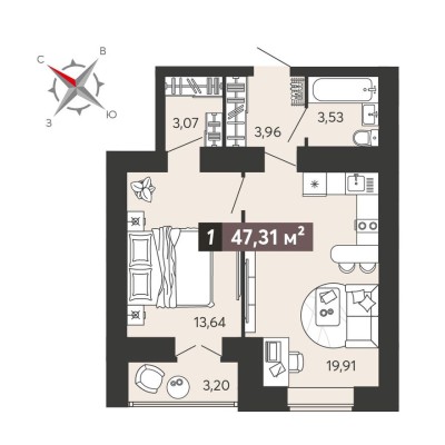 1к. квартира