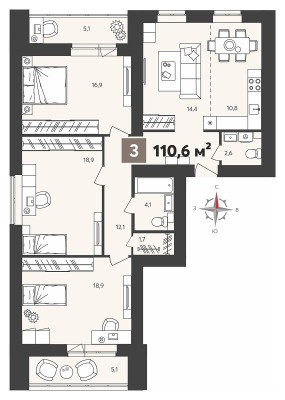 3к. квартира