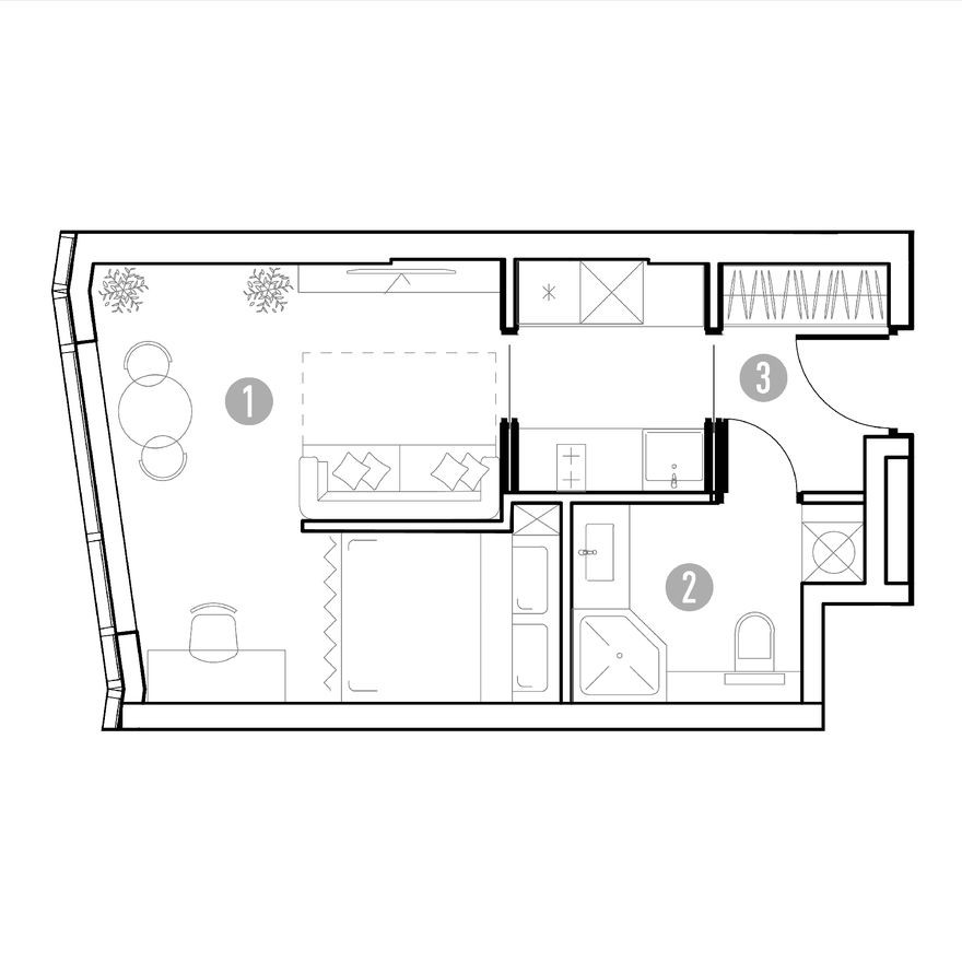 Планировка — 1к. квартира, 28.9 м²