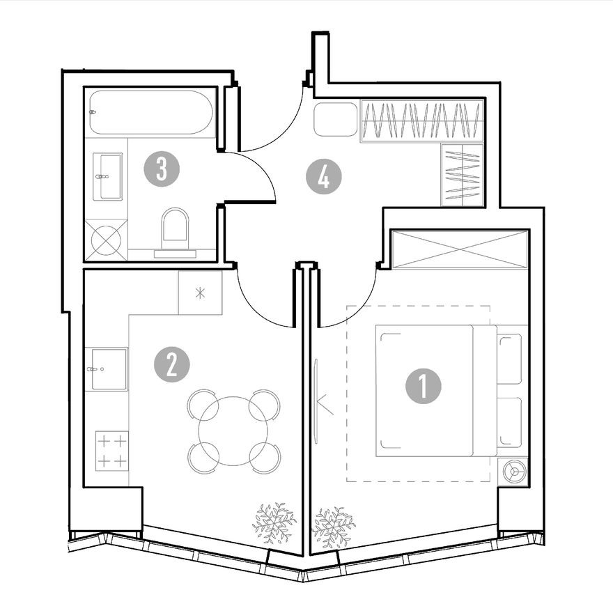 Планировка — 1к. квартира, 33.9 м²