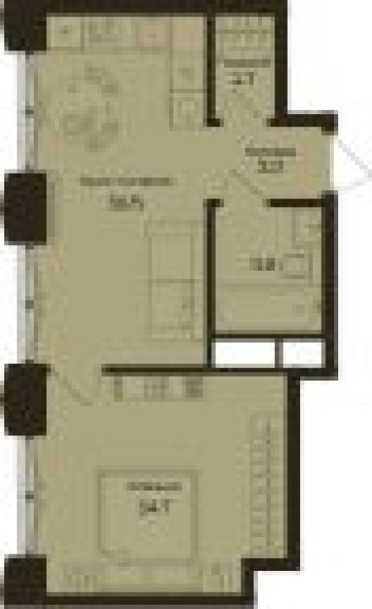 Планировка — 1к. квартира, 39.0 м²