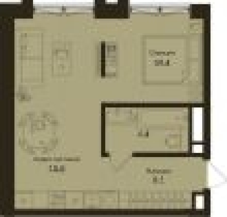 Планировка — Студия-квартира, 40.7 м²