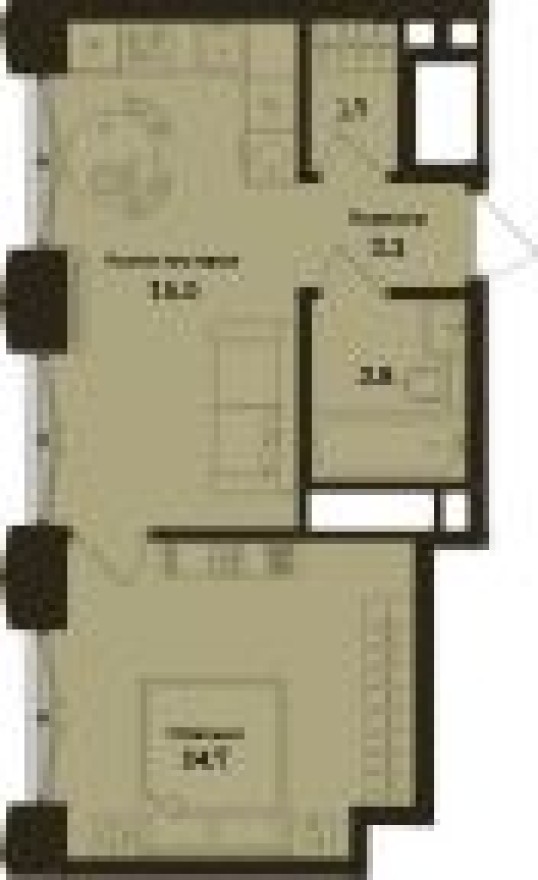 Планировка — 1к. квартира, 39.0 м²