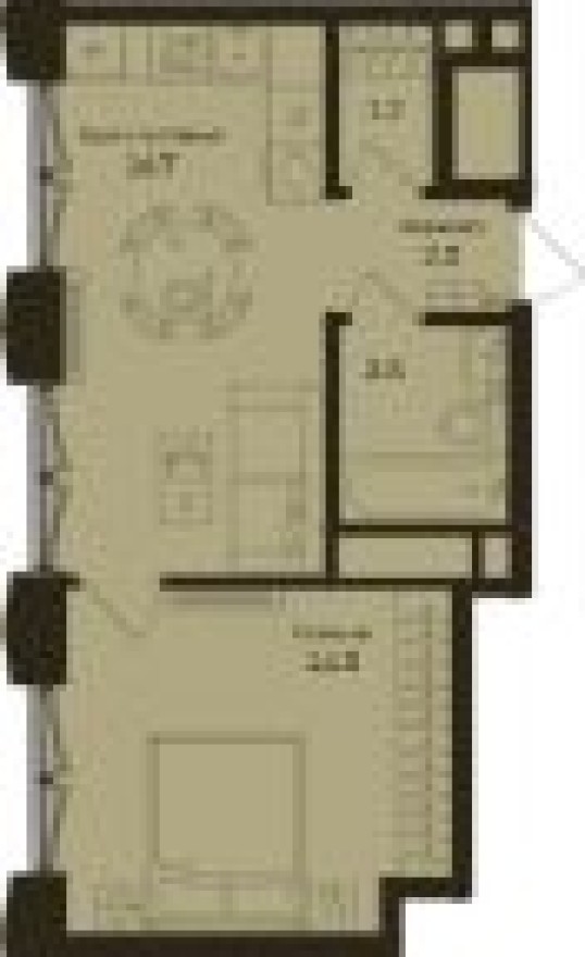 Планировка — 1к. квартира, 39.3 м²