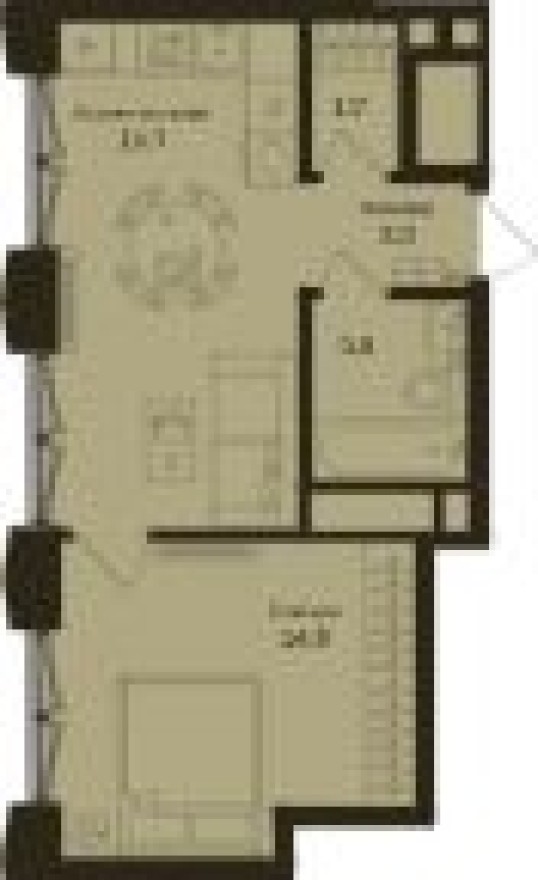 Планировка — 1к. квартира, 39.0 м²