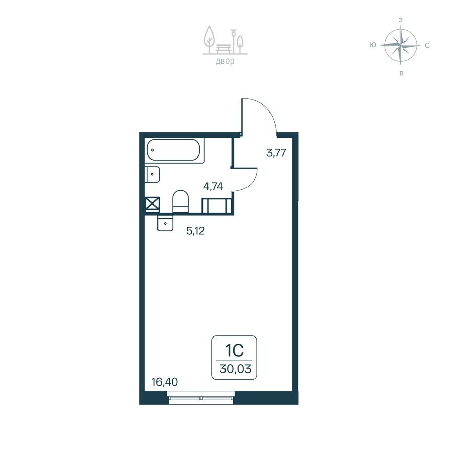 Студия-квартира, 30.0 м²
