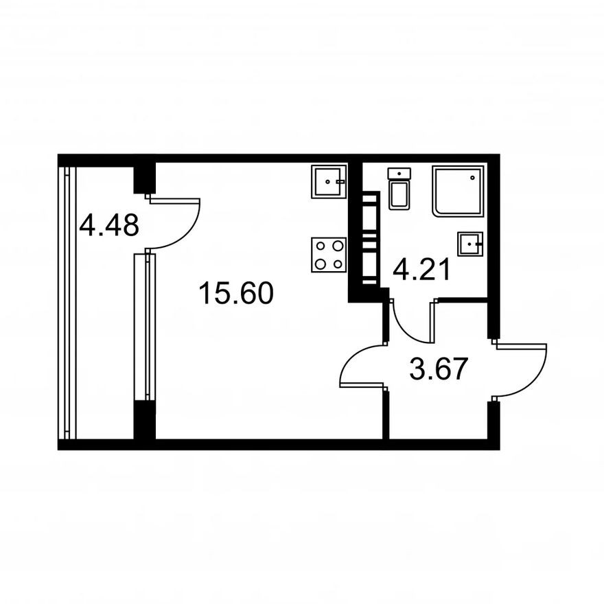 Студия-квартира, 25.7 м²