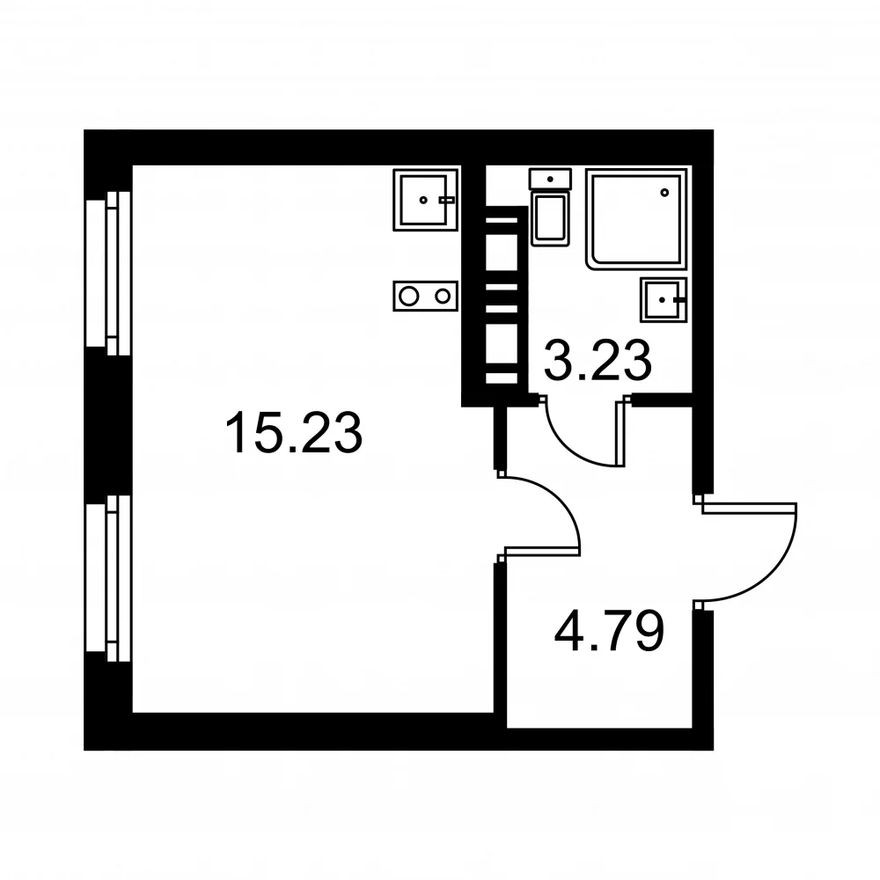 Студия-квартира, 22.9 м²